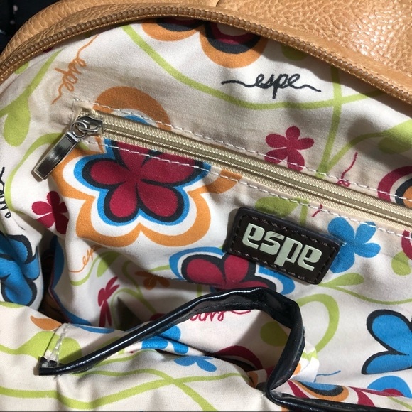 Espe handbag brown and  black with red flower - Picture 8 of 14